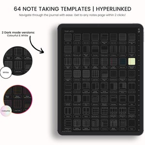 Digital anteckningsbok i mörkt läge: 64 anteckningsmallar för Goodnotes, iPad och surfplatta bild 2