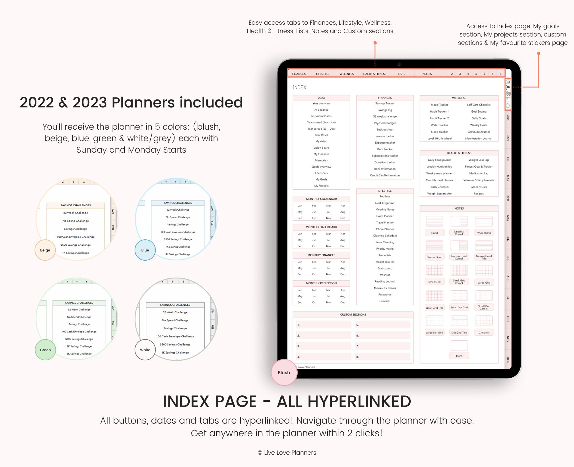 2022 2023 Digital Planner 2022 2023 Portrait Planner Dated Etsy UK