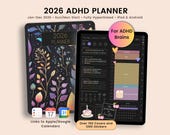 ADHD Planner 2026, 2026 Digital Planner, 2026 ADHD Digital Planner, Daily Planner,Weekly Monthly Life Planner For Goodnotes iPad Android PDF