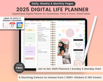 2025 Digital Life Planner: Verlinkt für GoodNotes, iPad/Tablet