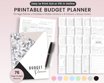 Printable Budget Planner: Finance Tracker, 76 Pages (US Letter, A4)