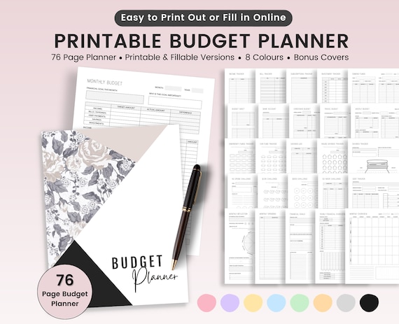 Printable Budget Planner: Finance Tracker, 76 Pages (US Letter, A4)
