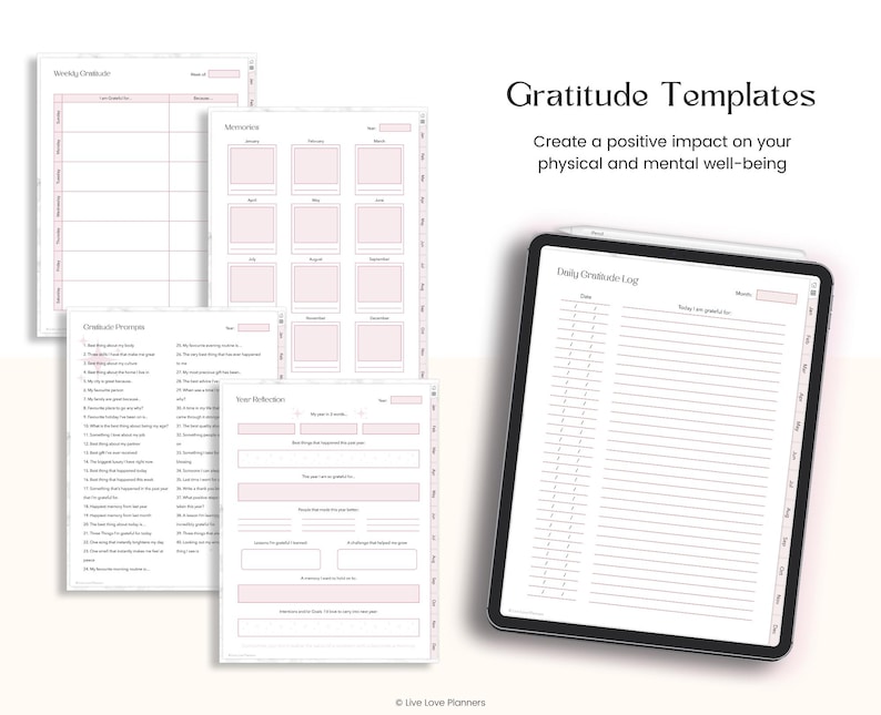 Gratitude Journal, Daily Affirmation Prompts, Mindfulness Journal, Self Care Mental Health Tracker For Goodnotes iPad and Android PDF image 6