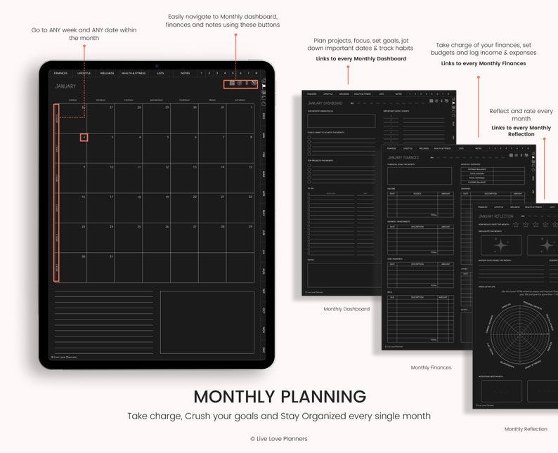 2022 2023 Dark Mode Digital Planners 2022 2023 Digital Etsy UK