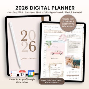 2026 Planner, 2026 Digital Planner, 2026 Planner Digital, 2026 Planner, 2026 Dated Planner, Hyperlinked Planner, Goodnotes 2026 Planner iPad