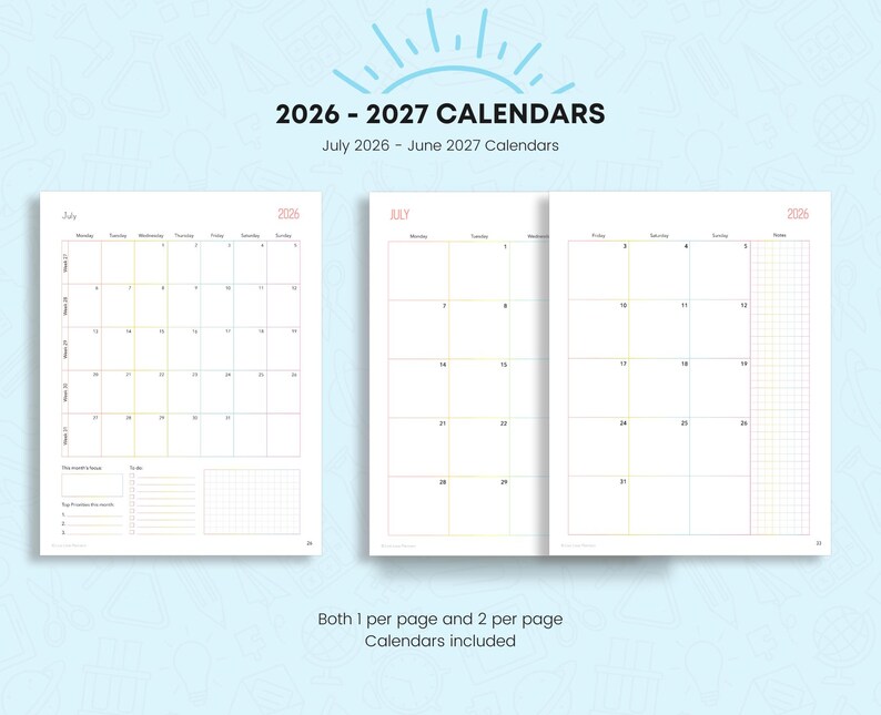 Printable Homeschool Planner 2026-2027: US Letter & A4 (Digital Download) image 5