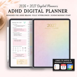 ADHD Planner, 2026 Planner, 2026 ADHD Planner, Neurodivergent Daily Weekly Monthly Life Journal, 2026 Digital Planner, 2027 Planner for ADHD