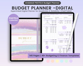 Digitaler Budgetplaner, Finanz-Tracker, Finanzplaner, digitales Budget, Pastell-Budgetplaner, Porträt-Budgetplaner, GoodNotes-Planer