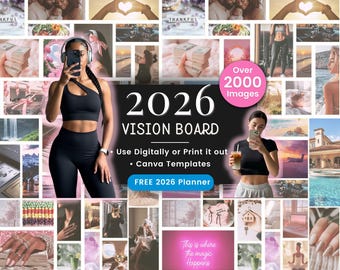 Vision Board Kit, 2026 Vision Board, Goal Planner, Manifestation journal,  Goal Setting planner, Vision Board Supplies, Dream board