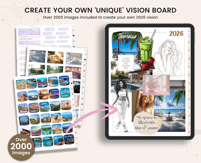 Vision Board Kit, 2026 Vision Board, Goal Planner, Manifestation journal, Goal Setting planner, Vision Board Supplies, Dream board image 2