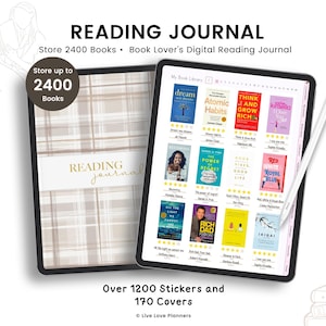 Digital Reading Journal for Goodnotes: Book Tracker with Stickers (PDF Download