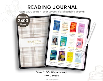Diario di lettura digitale per Goodnotes: Book Tracker con adesivi (download PDF)