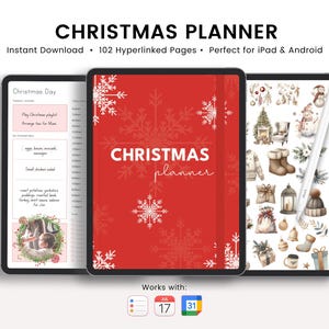 Christmas Planner Printable, Xmas Planner, Holiday Organizer, Gift Budget, Christmas To Do List, Meal Plan Binder, For Goodnotes iPad PDF