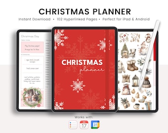 Christmas Planner Printable, Xmas Planner, Holiday Organizer, Gift Budget, Christmas To Do List, Meal Plan Binder, For Goodnotes iPad PDF