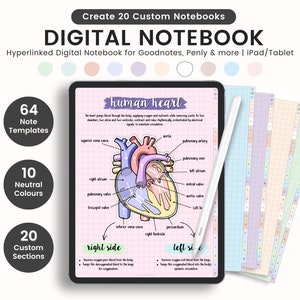 Digital Notebook, Digital Journal, Student Notebook, Notebook with Tabs, Note Templates, Note Paper, Note Taking, Lined | For iPad & Tablet