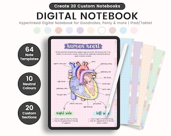 Digital Notebook, Digital Journal, Student Notebook, Notebook with Tabs, Note Templates, Note Paper, Note Taking, Lined | For iPad & Tablet