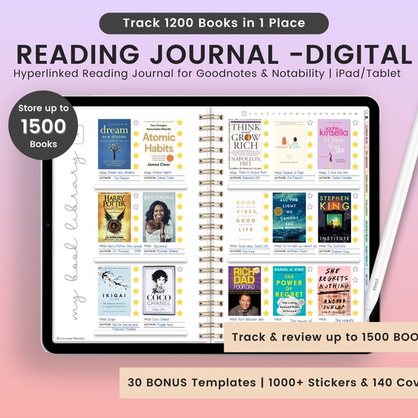 Reading Journal, Reading Log, Digital Reading Journal, Book Tracker, Reading Tracker, Book Journal, Book Reading Journal for Goodnotes