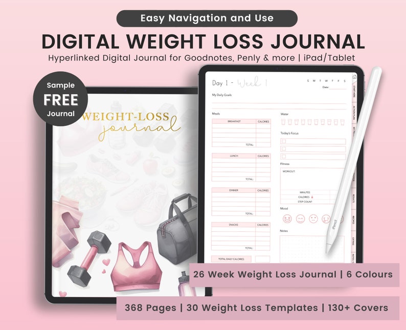 Weight Loss Journal, Weightloss Journal, Weight Loss, Workout Planner, Health & Fitness Goals, Meal Planner, Fitness Journal,Fitness Planner