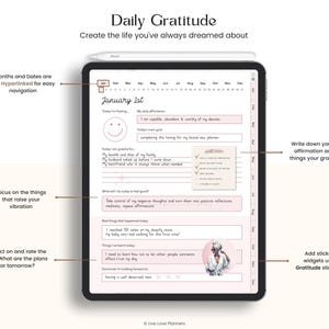 Gratitude Journal, Daily Affirmation Prompts, Mindfulness Journal, Self Care Mental Health Tracker For Goodnotes iPad and Android PDF image 3