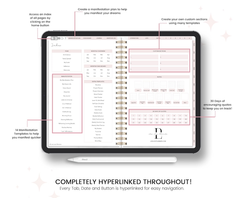 Digital Manifestation Journal, Manifestation Workbook, Undated Planner, Gratitude Journal | Manifest Your Dreams | Law of Attraction