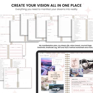 Digital Manifestation Journal, Manifestation Workbook, Undated Planner, Gratitude Journal | Manifest Your Dreams | Law of Attraction