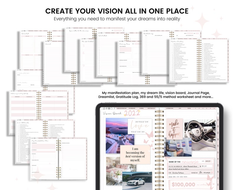 Digital Manifestation Journal, Manifestation Workbook, Undated Planner, Gratitude Journal | Manifest Your Dreams | Law of Attraction
