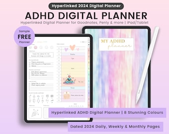 ADHD Digital Planner, ADHD Planner,2023 2024 ADHD Digital Planner for adults, Digital Planner Adhd, Adhd Journal, Digital Adhd Planner
