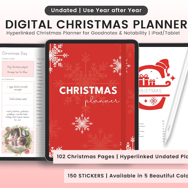 Christmas Planner, Digital Christmas Planner, Digital Holidays Planner, Holiday Planning, Digital Christmas Planner, Digital Xmas Planner