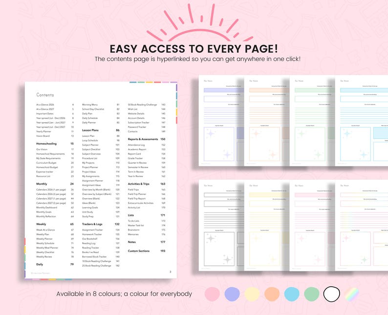 Printable Homeschool Planner 2026-2027: US Letter & A4 (Digital Download) image 2