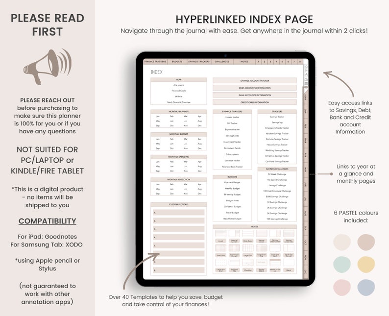 Digital Budget Planner, Finance Tracker, Finance Planner, Digital Budget, Boho Budget Planner, Portrait Budget Planner, GoodNotes Planner