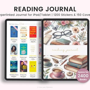 Diario di lettura, Diario di lettura ritratto, Diario di lettura digitale, Tracciatore di libri, Tracciatore di lettura, Diario di lettura, Registro per Goodnotes