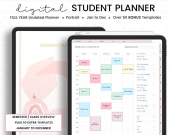 Student Planner Portrait | Academic Planner for Students | Undated Digital Planner, Students planner, GoodNotes Planner, Academic Journal