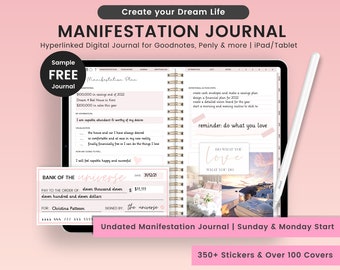 Digital Manifestation Journal, Manifestation Workbook, Undated Planner, Gratitude Journal | Manifest Your Dreams | Law of Attraction