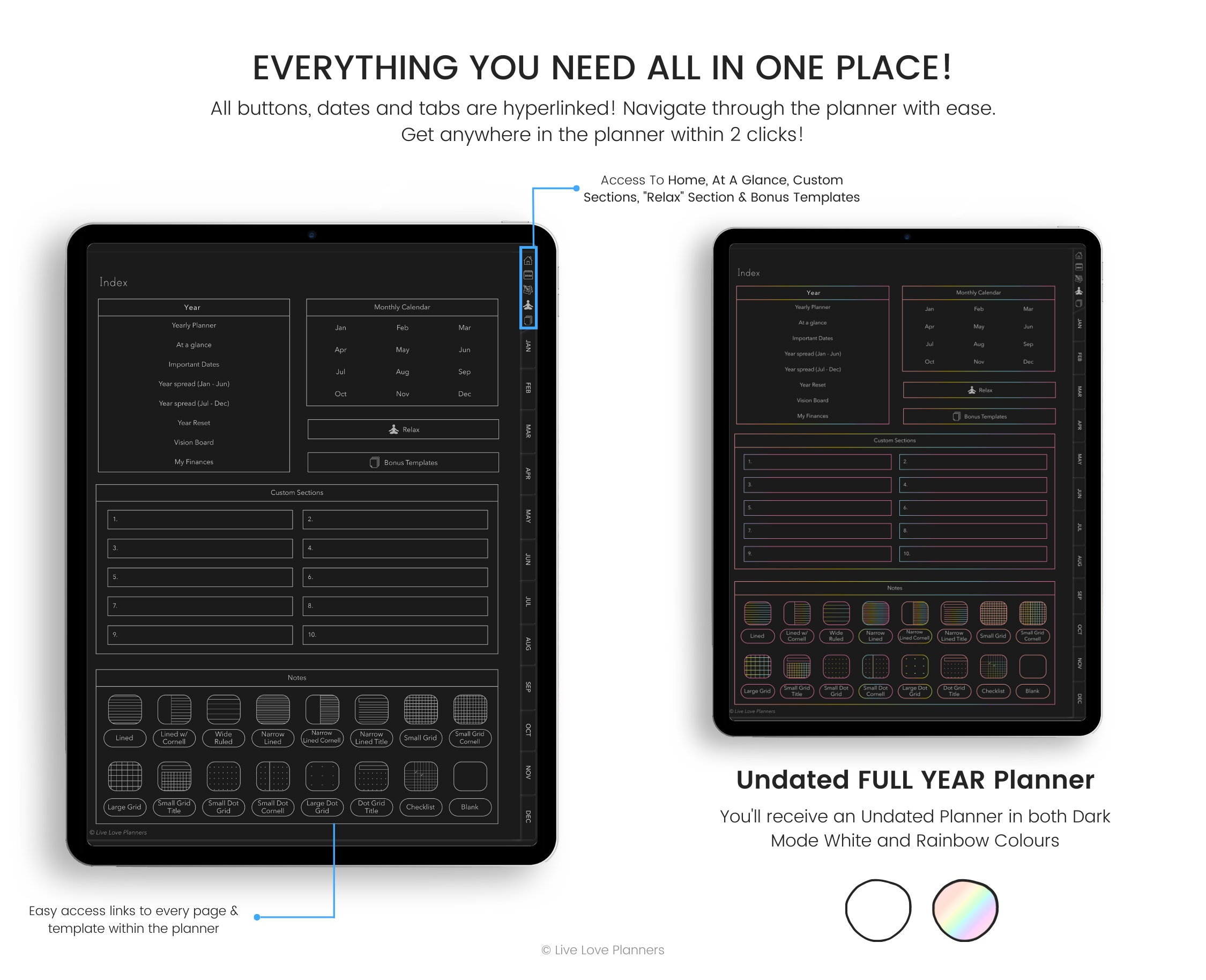 Undated ADHD Digital Planner for Goodnotes: Daily, Weekly, Monthly ...