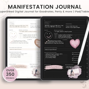Journal des manifestations, Journal des manifestations numériques, Journal de la loi de l'attraction, Gratitude, Travail de l'ombre, Vision Board, Journal de pleine conscience