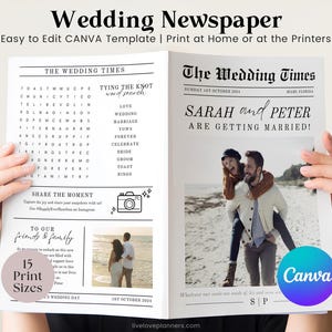 Wedding Newspaper, Wedding Newspaper Template, Wedding Newspaper Program, Wedding Program, Newspaper Program, Editable Newspaper, Itinerary