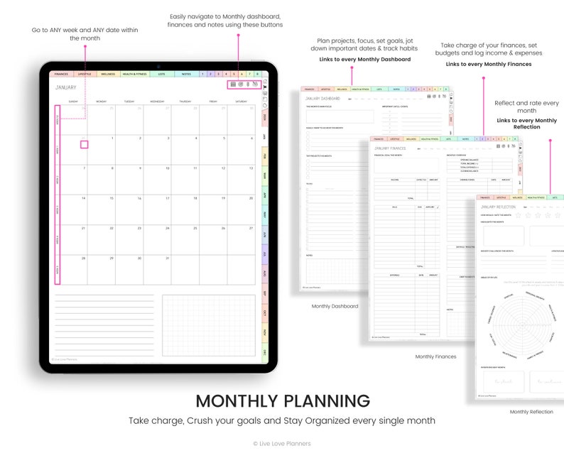 2024 Digital Planner, 2024 Digital Planner for Goodnotes, Portrait Planner, 2024 Planner, Hyperlinked 2024 Digital Planner image 6