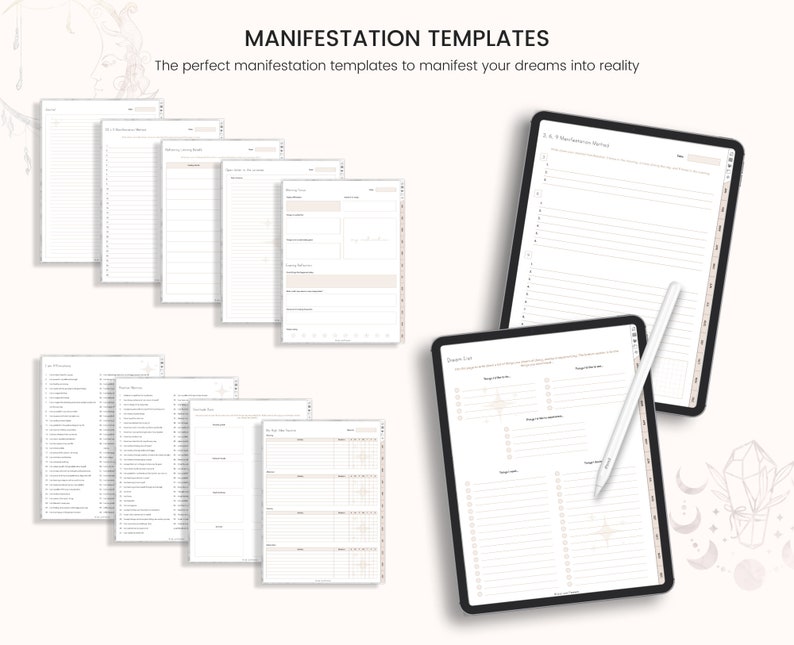 Manifestation Journal, Digital Manifestation Journal, Law of Attraction Journal, Gratitude, Shadow Work, Vision Board, Mindfulness journal