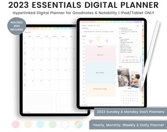 2023 Essentials Digital Planner, 2023 Portrait Planner, 2023 Diary, 2023 Planner, Hyperlinked Digital Planner, GoodNotes 2023 Planner iPad