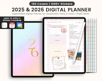 2025-2026 Digitaler Planer: Verlinkt, Sticker, Cover (Digitaler Download)