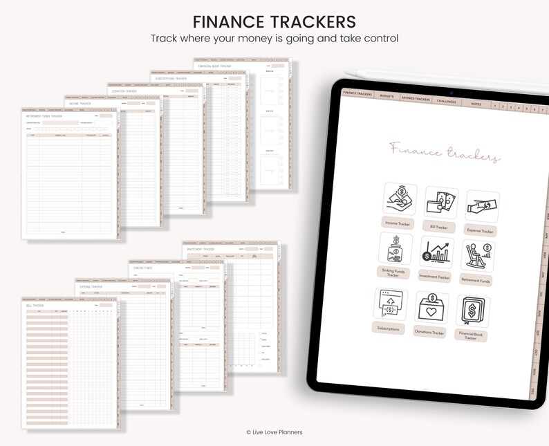 Digital Budget Planner, Finance Tracker, Finance Planner, Digital Budget, Boho Budget Planner, Portrait Budget Planner, GoodNotes Planner