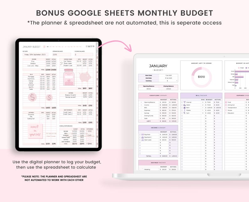 Digital Budget Planner: Finance Tracker, GoodNotes Compatible (Portrait) (PDF Download image 2