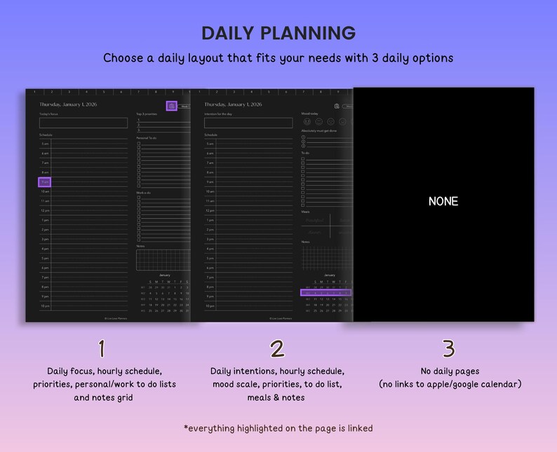 2026 Digital Planner, 2026 Journal, Dark Mode Digital Planner for 2026, 2026 Diary dark Screen, Portrait Planner, Goodnotes, iPad and Tablet image 7