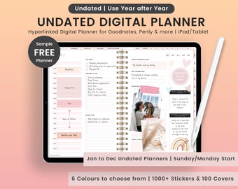 Undated Digital Planner Goodnotes, Undated Landscape Digital Planner, GoodNotes Planner, Undated Planner Hyperlinked Undated Digital Planner