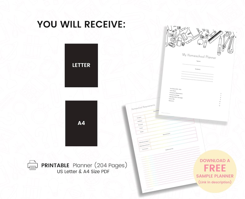 Printable Homeschool Planner 2026-2027: US Letter & A4 (Digital Download) image 10