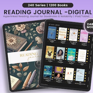 Diario di lettura, Registro di lettura verticale, Diario di lettura digitale, Tracciatore di libri, Tracciatore di lettura, Diario di lettura, Diario di lettura per Goodnotes