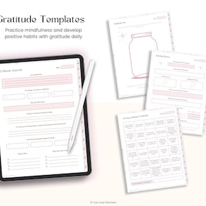 Gratitude Journal, Daily Affirmation Prompts, Mindfulness Journal, Self Care Mental Health Tracker For Goodnotes iPad and Android PDF image 5