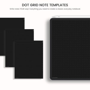 Dark Mode Digital Notebook, Dark Mode Digital Journal, Lined, Grid, Dotted, Blank, Cornell, Dark Mode Note Templates For iPad & Tablet image 6