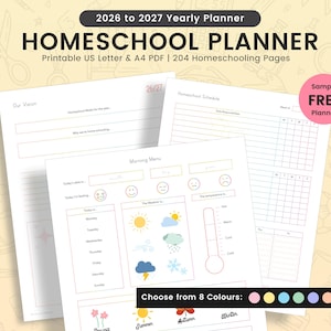Printable Homeschool Planner 2026-2027: US Letter & A4 (Digital Download) image 1