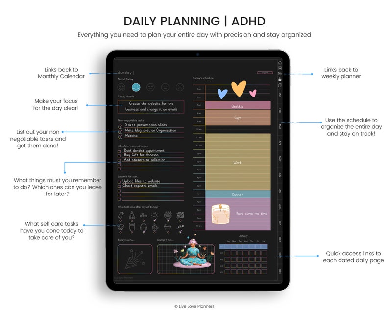 Agenda numérique TDAH, Agenda numérique TDAH non daté pour adultes, Agenda numérique TDAH, Journal TDAH, Agenda numérique TDAH, Agenda numérique image 3